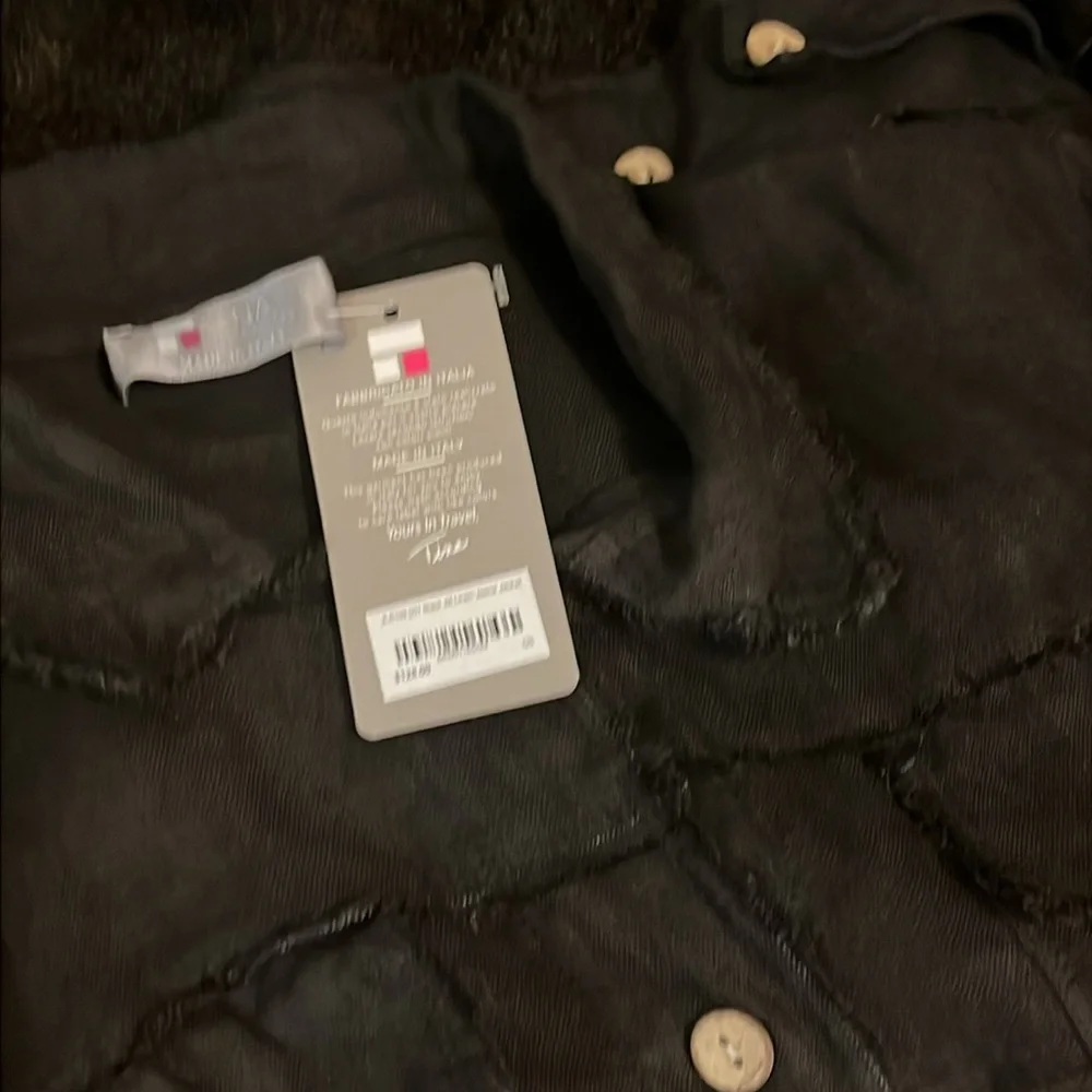 Tina Stephens Black Linen Jacket Classic Denim Style - Picture 12 of 14